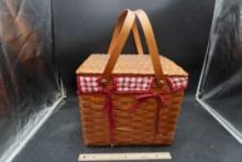 Plaid Lined Picnic Basket