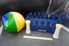 Blue Plastic Caddies, 2 Shakers & Beach Ball
