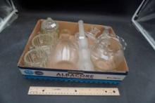 Glass Bowl, Vase, Candy Dish, Creamer & Dish