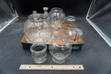 Glass Bowl, Vases, Cruets, Jars