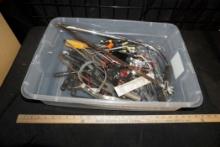 Plastic Tub W/ Saws, Screwdrivers, Wrenches & More Tools