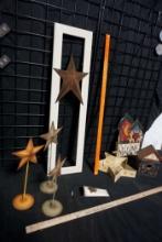 Decorative Stars Stakes, Box, Tall Frame W/ Star, Hanging Decor & Bird House