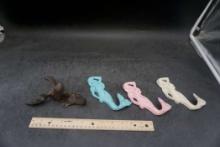 Cast Iron Hook Hangers - Moose (1) & Mermaids (3)