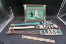 Wooden Decorative Canoes & Welcome Fishing Sign