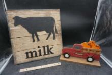 Wooden Cow Milk Sign & Grateful Pickup