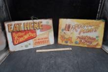 2 Metal Signs - Sandwiches & Root Beer Floats