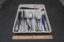 Silverware Organizer W/ Assorted Utensils & Clips