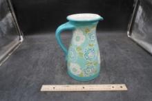 Dutch Wax Blue & Green Floral Pitcher