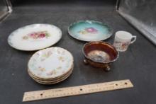Maple Leaf Plates, Imperial Plate, Footed Carnival Glass Bowl, Forget Me Not Mug