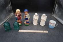 Glass Insulators, Angel Figurines, Painted Boy & Girl Figurines, Forget Me Not Mug