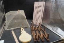 Picnic Food Cover, Shutters, Wooden Accordion Hanger, Wooden Bunny