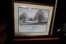 Framed Snowy Tree Picture