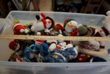 Plastic Tote W/ Snowmen Stuffies