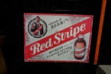 Red Stripe Metal Sign
