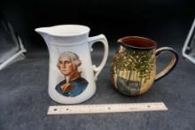 George Washington Pitcher (Cracked) & Stone Pitcher