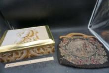 Metal Pear Box & Purse W/ Wooden Handles