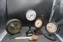Clocks & Bird Figurine