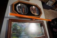 Terry Redlin Painted Plates W/ Frame & Light Up Picture