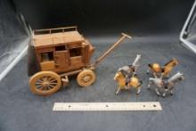 Wooden Stagecoach & Horses