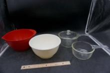 Glass Pots & 2 Mixing Bowls