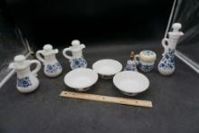 Avon Blue & White Cruets, Bowls, Bell