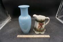 Pitcher & Blue Vase