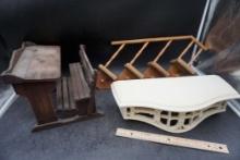 Small Wooden Desk, Shelf & Wooden Stair Shelf