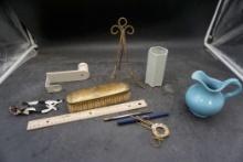 Metal Holder, Brush, Pens, Pitcher