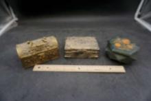3 Trinket Boxes W/ Hair Accessories (One Is Music Box)