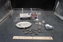 Slim Closet Bin, Tray W/ Shaker Set, Heart Tray W/ Small Metal Train Set