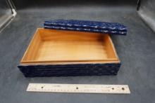 Navy Blue Textured Box W/ Lid