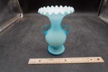 Frosted Ruffle Top Vase
