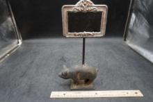 Cast Iron Pig W/ Chalkboard Stake