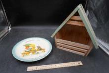 Hanging Wooden House & Good Friends Painted Plate