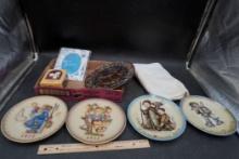 Hummel Plates, Regal Garden Frame, Placemats, Precious Moment Ornament & Chicken Plate