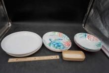Underwater/Turtle Plates & Bowls, Butter Crock, Crate & Barrel Plates