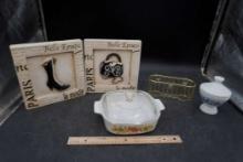 Sink Sponge Holder, Shoe & Purse Decor Pieces, Casserole Dish & Candy Dish