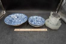 Grindley Bowls, Glass Cups & Saucers