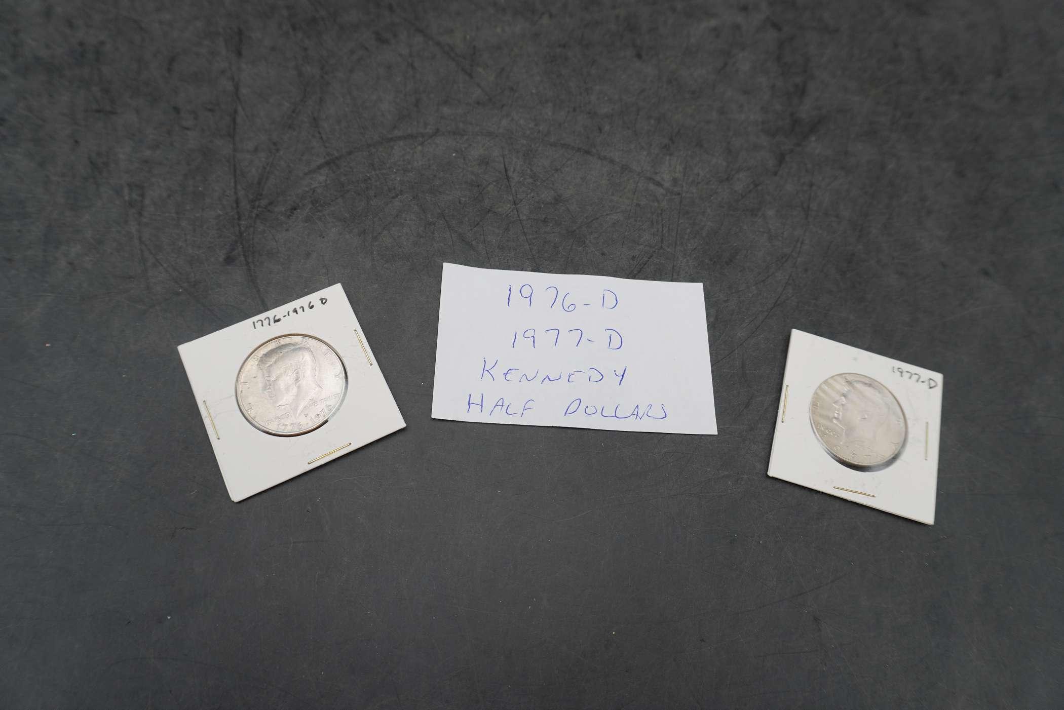 2 Kennedy Half Dollars - 1976 D & 1977 D