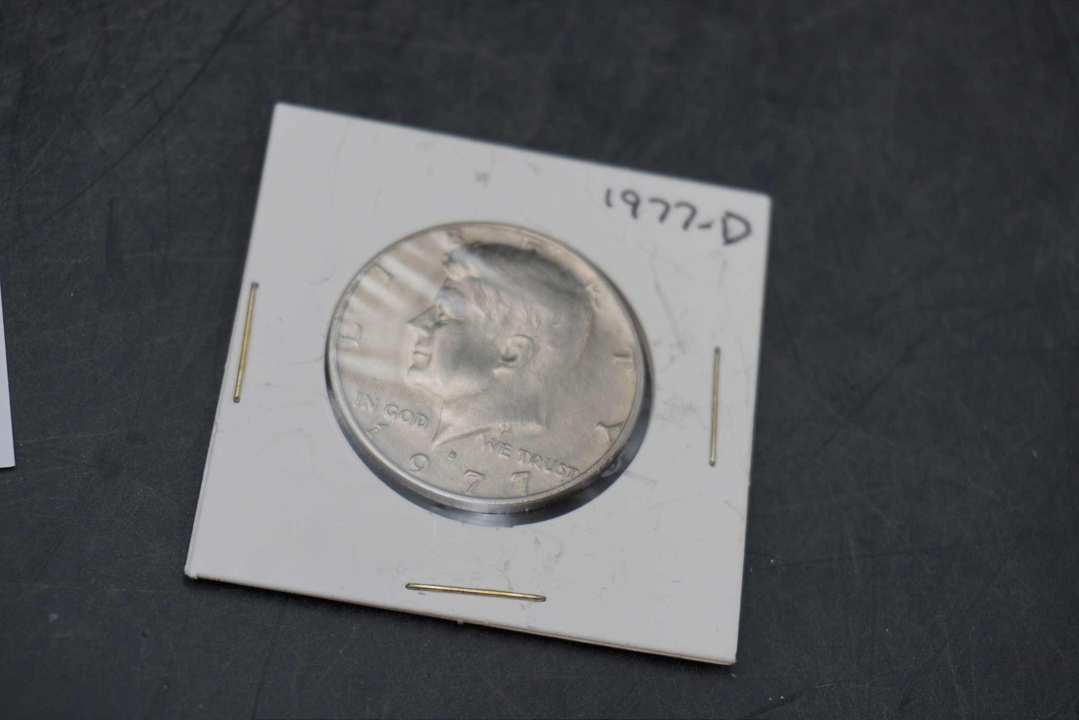 2 Kennedy Half Dollars - 1976 D & 1977 D