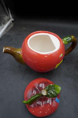 Apple Teapot & 3 Pc. Glass Apple Canister Set