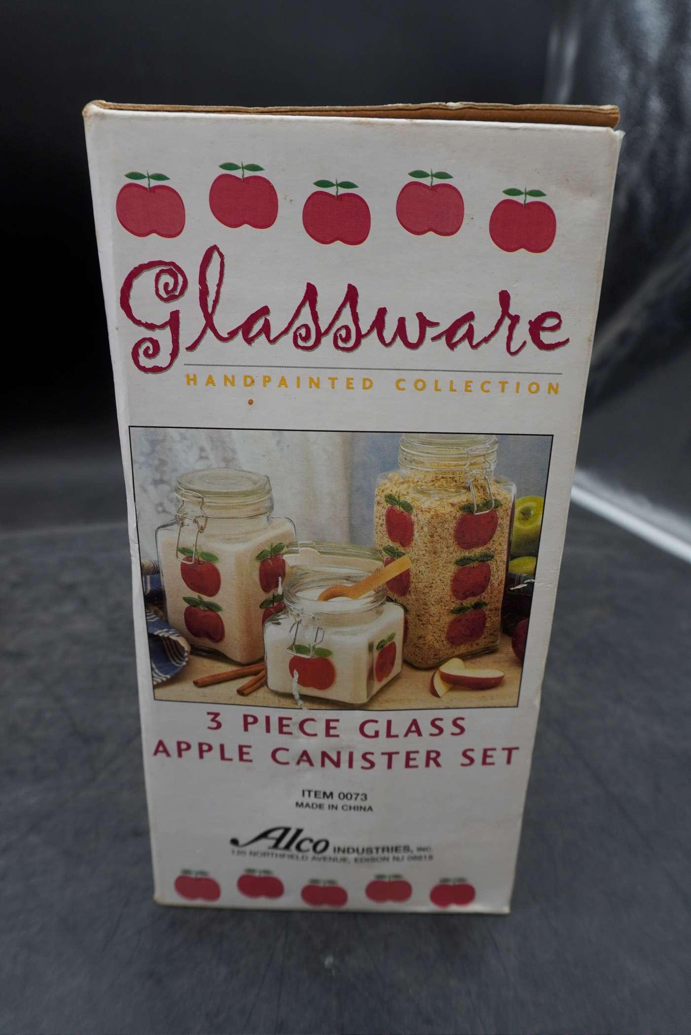 Apple Teapot & 3 Pc. Glass Apple Canister Set