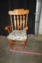 Wooden Rocking Chair W/ Seat Cushion