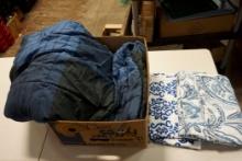 Blue & Black Plaid Striped Blanket & Sheets