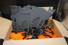 Cat Stakes, Spider & Pumpkin Tinsel Halloween Decorations