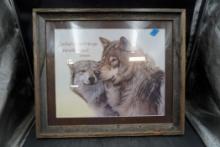 Wooden Framed Wolf - Shakespeare Quote Picture