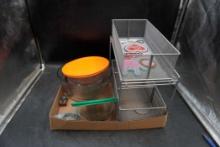 Mesh Cabinet Rack, Glass Bowls, Bracelet & Bottle Openers