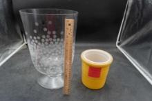 Glass Bowl/Vase & Yellow Pampered Chef Holder
