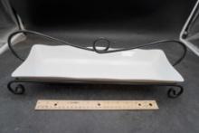 17" Rectangular Dish W/ Iron Rack