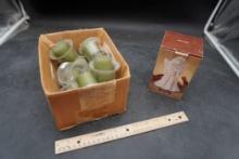 Candle Holders W/ Green Candles & Angel Figurine